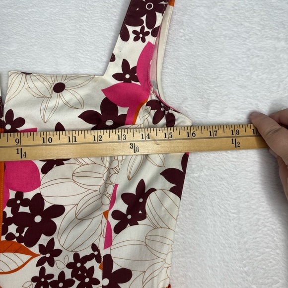Noviello Bloom Orange Brown Floral Knee Length Cotton Bow Party Dress Y2K size 8 - Picture 8 of 13